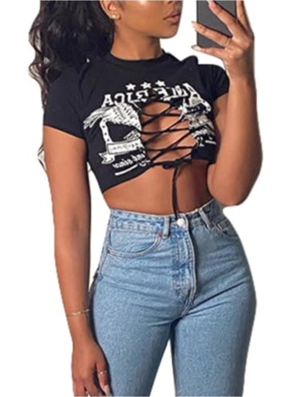 Women's Solid Mock Neck Puff Long Sleeve Slim Fit T-Shirt
